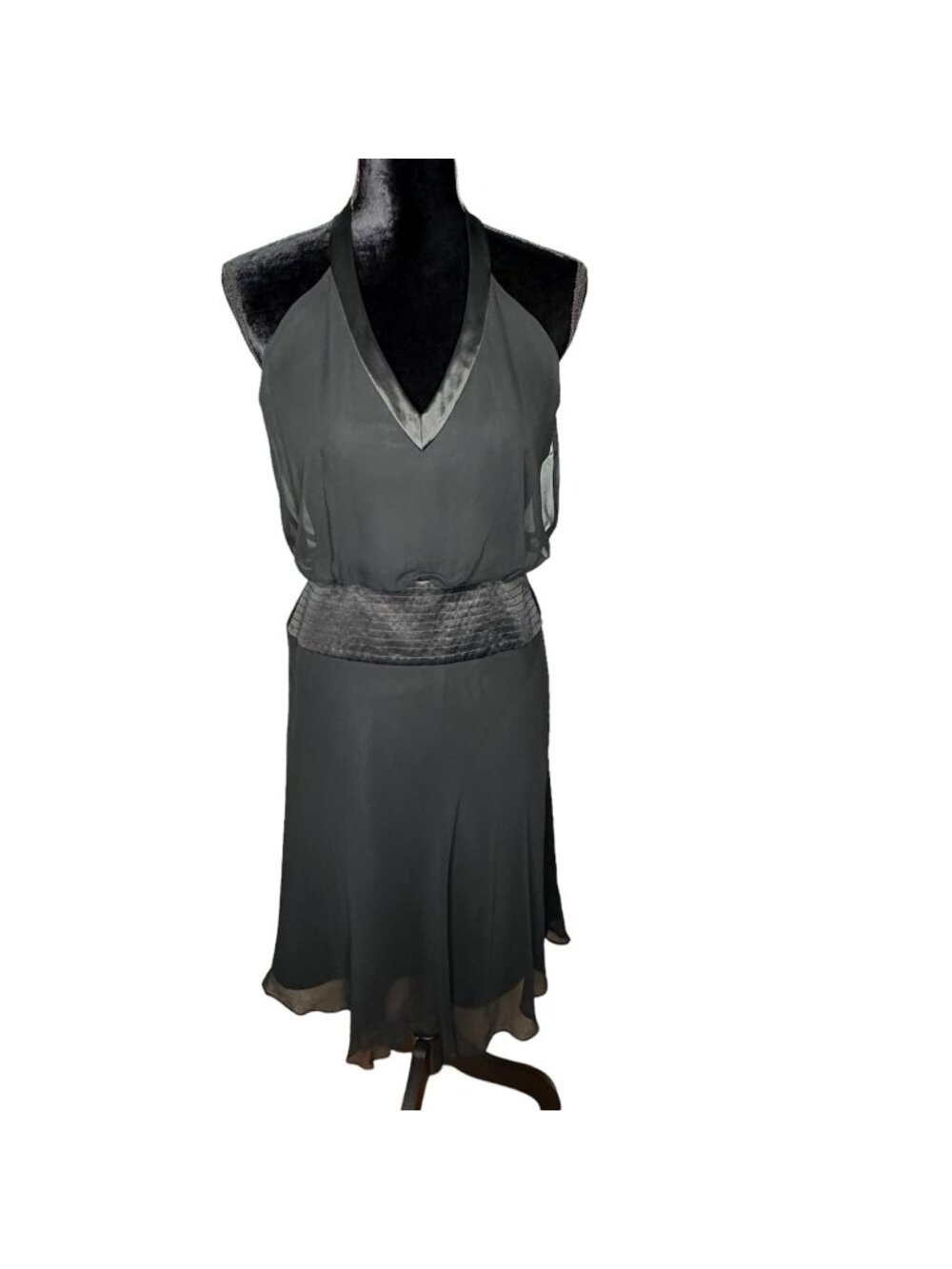 Laundry Silk Dress Womens Size 6 Silk Halter Top Sleeveless Ruffle Hem Sheer